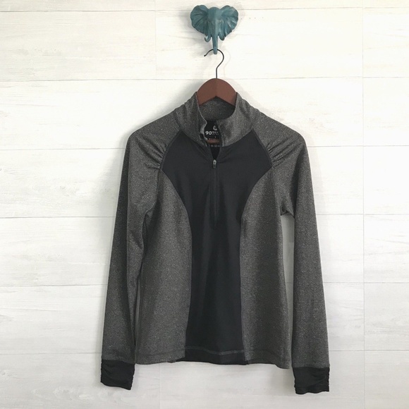 90 Degree By Reflex Tops - 90 Degree / Reflex Gray Black Quarter Zip Pullover